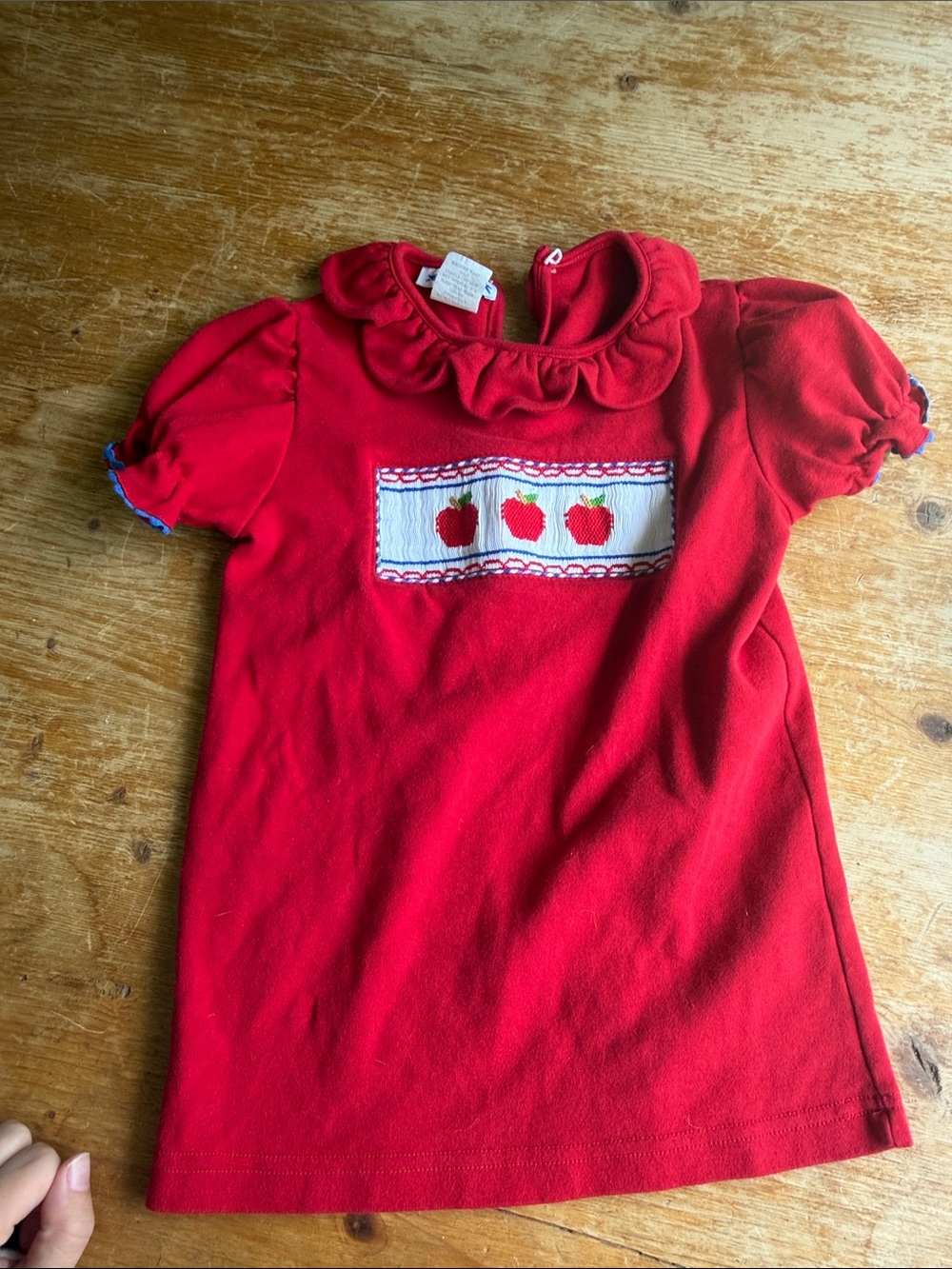 Red Smocked Apple Toddler Top